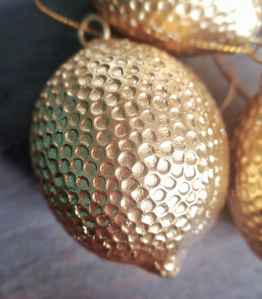 Christmas baubles golden lemon