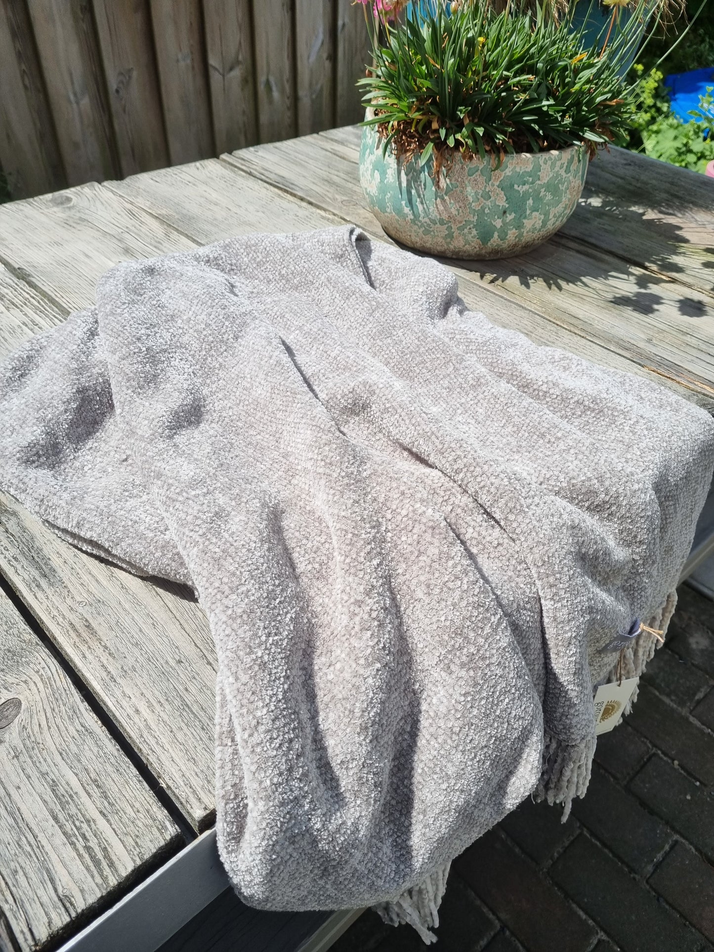 Plaid grijs fleece 125 bij 150 cm